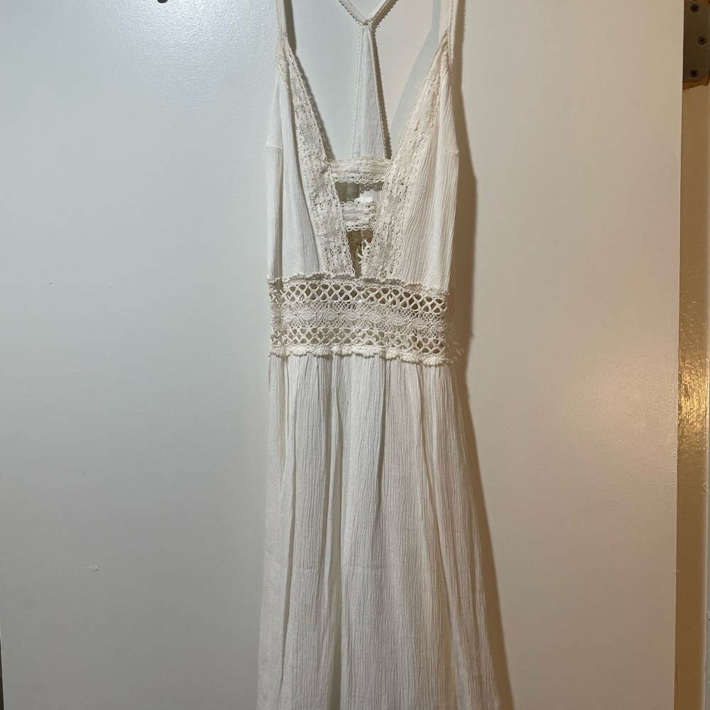 LF Elegant White Lace Dress